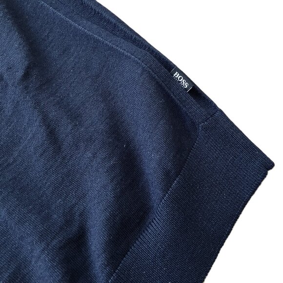 Hugo Boss Pure Wool Pullover Sweater Lightweight Crew Neck Navy Blue Men's XXL - Picture 3 of 7